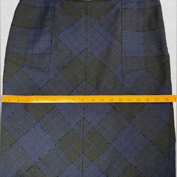 Diane von Furstenberg Quilted Wool Plaid Skirt Size 12 - Picture 7 of 11